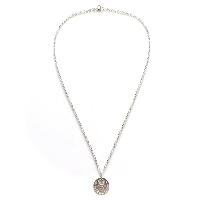 Antique British Threepence Coin Necklace - Timeless Elegance