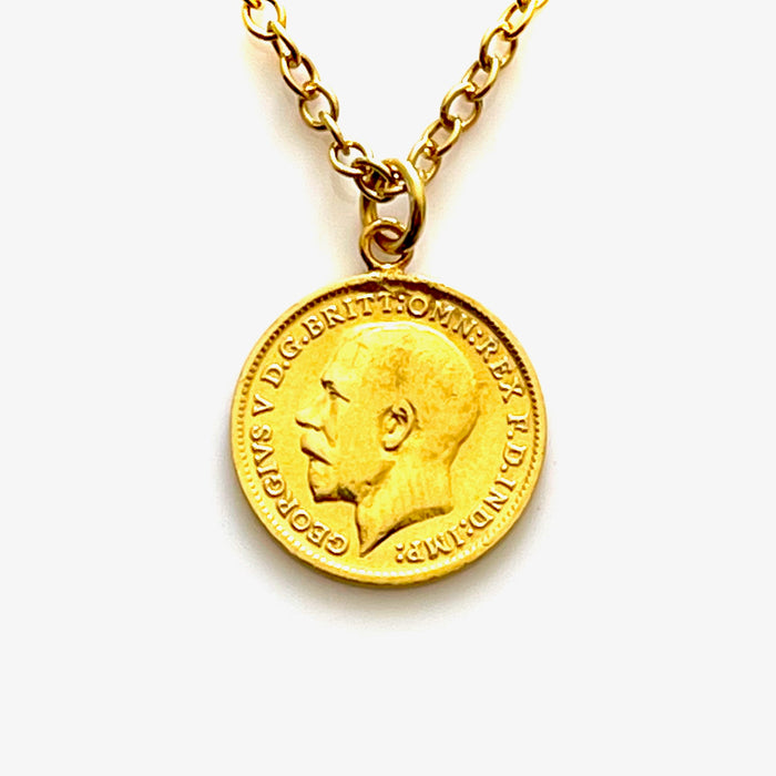 Sophisticated 1911 British Coin Necklace with 18ct Gold Plating