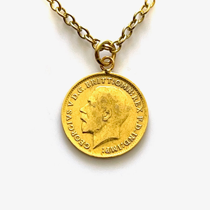 King George V 1914 Gold Plated Three Pence Coin Necklace