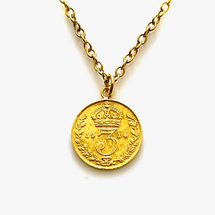 Elegant 1914 Gold Plated Coin Necklace