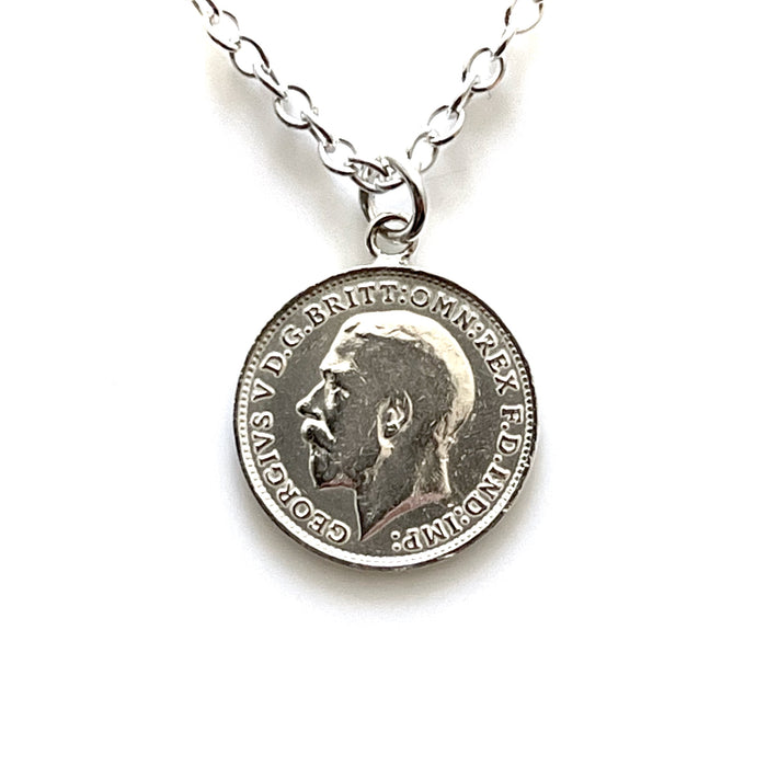King George V 1915 Three Pence Coin Necklace