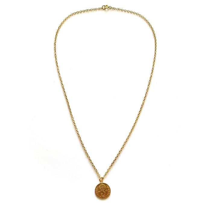 Luxurious 1915 Gold Plated Coin Necklace