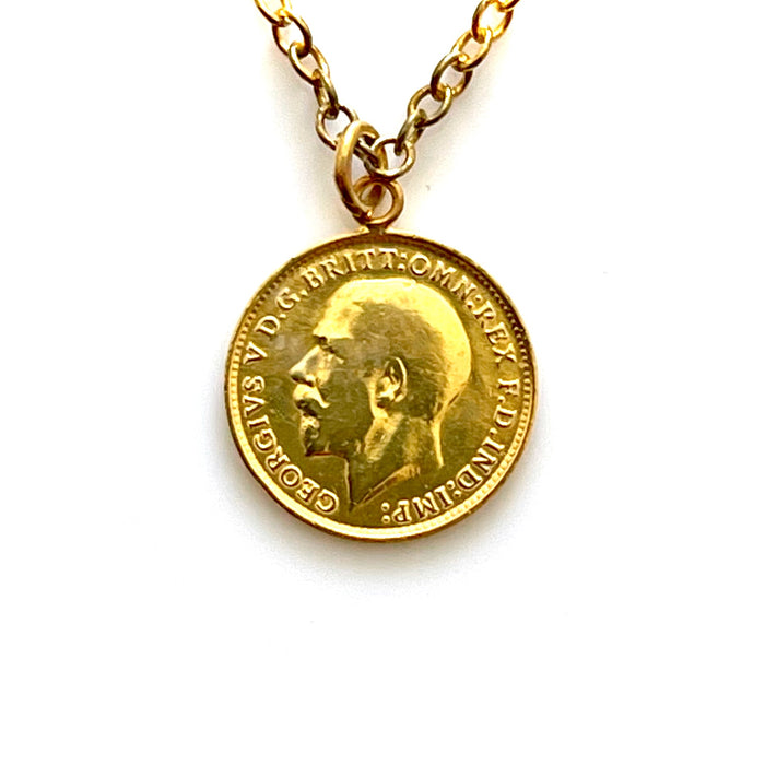 Stylish 1916 gold plated coin necklace with King George V design
