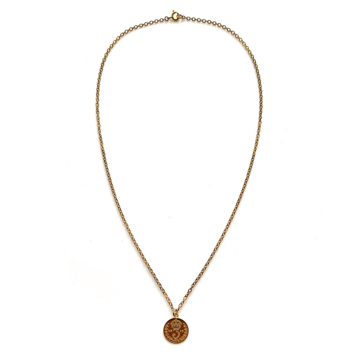 Elegant gold plated coin necklace featuring authentic 1916 Royal Mint coin