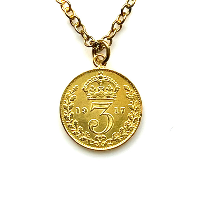 Antique 1917 Gold Plated Coin Necklace - Timeless Elegance & History | Roberts & Co
