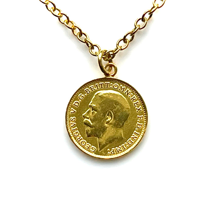 Antique 1917 Gold Plated Coin Necklace - Timeless Elegance & History | Roberts & Co