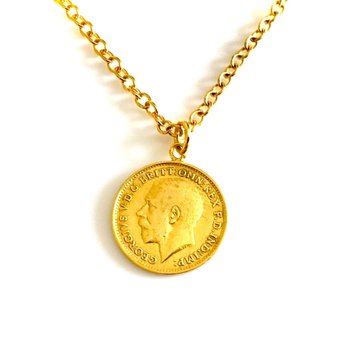 1919 Antique Coin Necklace with 22ct Gold Plating