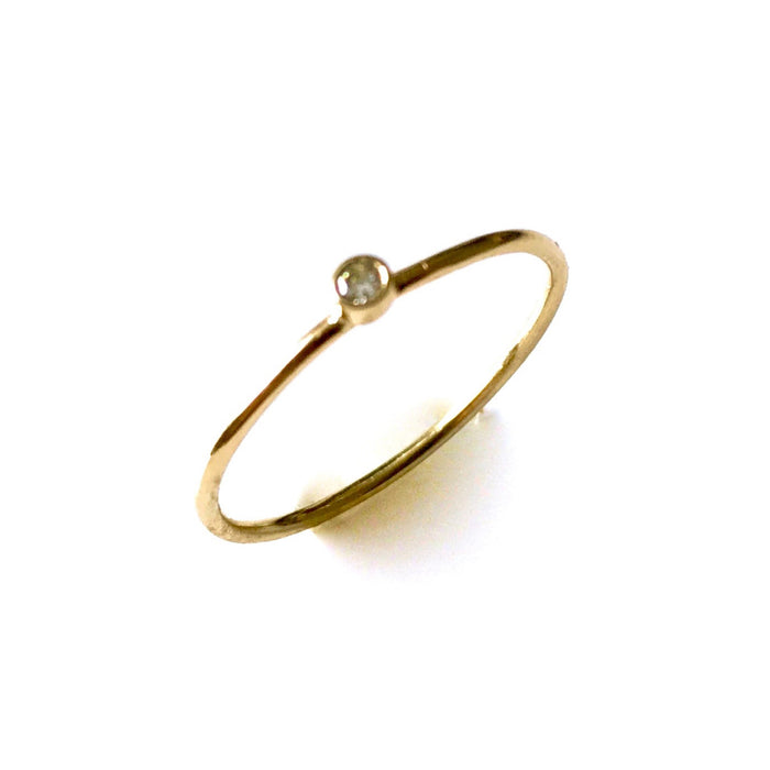 Dainty 9ct yellow gold solitaire ring with natural 2mm diamond