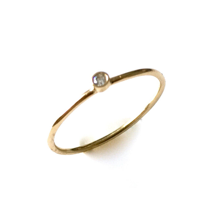 2mm Round Diamond Set 1mm 9ct Yellow Gold Solitaire Ring | Roberts & Co