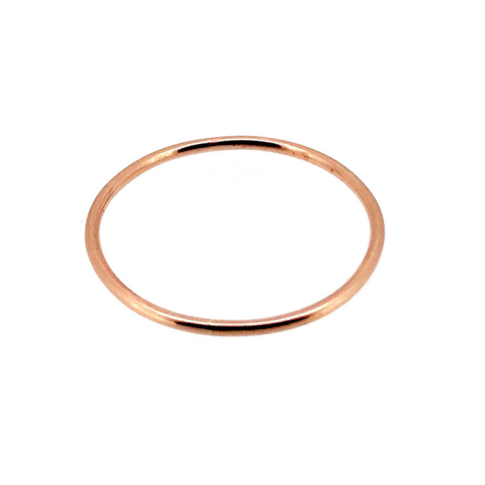 1mm Solid 9ct Red Rose Gold Slim Round Wedding Band front view