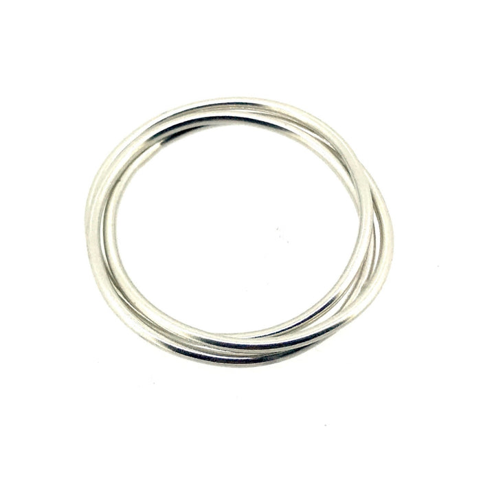 Delicate Sterling Silver Russian Wedding Ring with 1mm interlocking bands