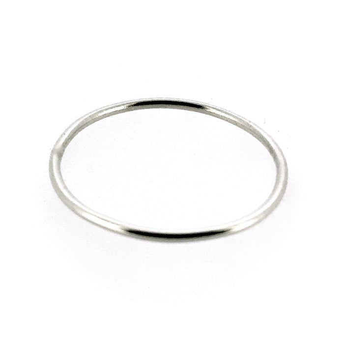 1mm Sterling Silver Skinny Round Band Stacking Ring - Polished Finish - US Size