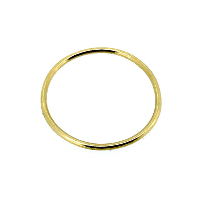 1mm solid 18ct yellow gold slim round wedding band front view