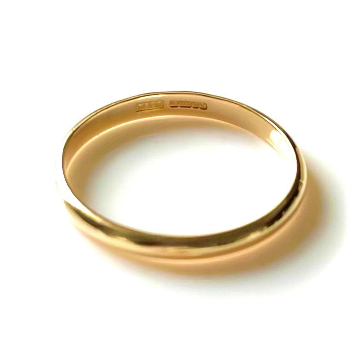 3mm 9ct Yellow Gold D-Shape Wedding Ring - UK Hallmarked - Handmade Band (Sizes H-Q, Medium/Heavy Weight)