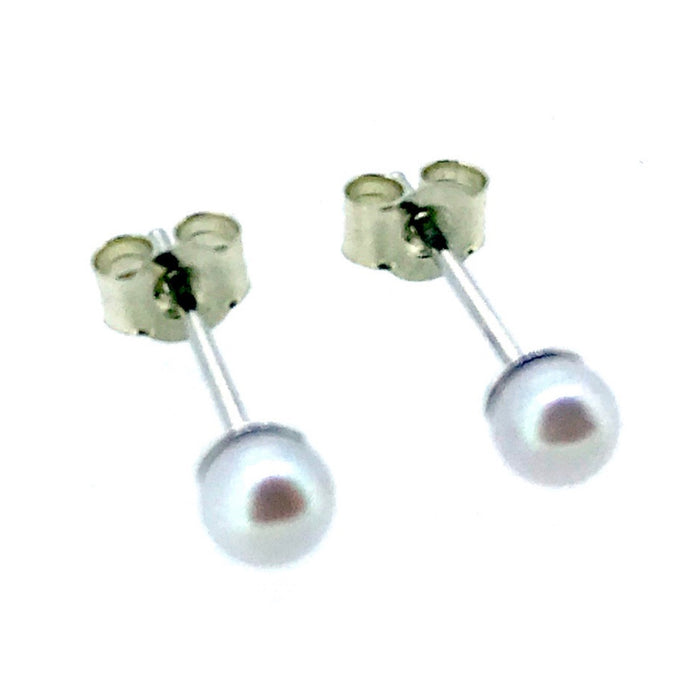 3mm Akoya Pearl Stud Earrings in 18ct White Gold | Roberts and Co