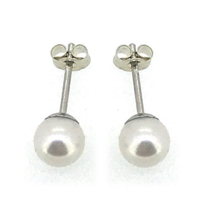 5mm Pearl Stud Earrings Round Akoya Pearls 9ct White Gold