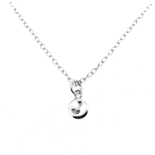 Personalised 6mm sterling silver disc pendant with engraved letter I