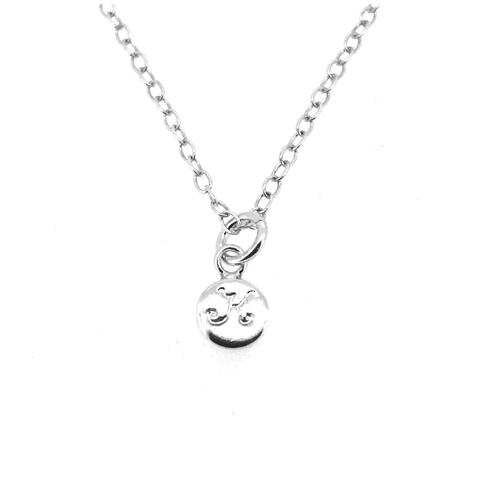 Personalised 6mm sterling silver disc pendant with engraved letter K