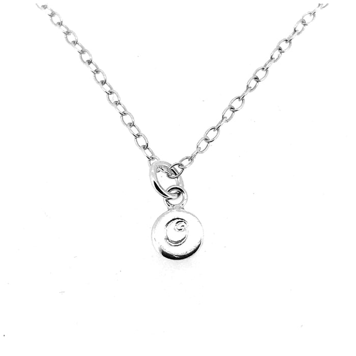 Sophisticated ballroom font Initial O featured on a sterling silver necklace