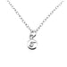 Personalised 6mm sterling silver disc pendant showcasing engraved letter T