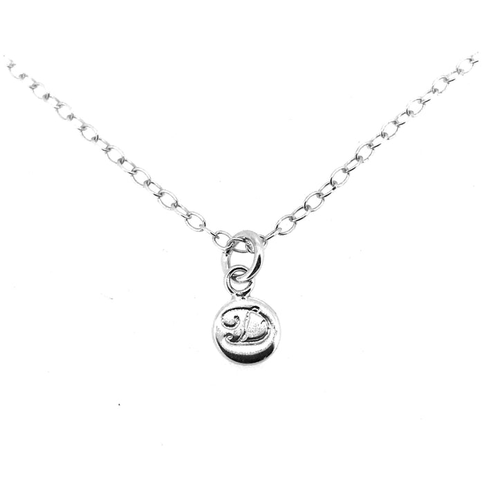 Personalised 6mm sterling silver disc pendant with engraved letter D