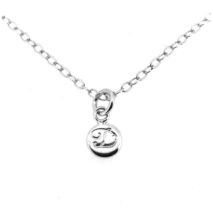 Elegant ballroom font Initial D showcased on a sterling silver necklace