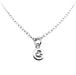 Handcrafted sterling silver Initial E Necklace with 6mm disc pendant and elegant ballroom font