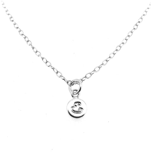 Personalised 6mm sterling silver disc pendant with engraved letter E