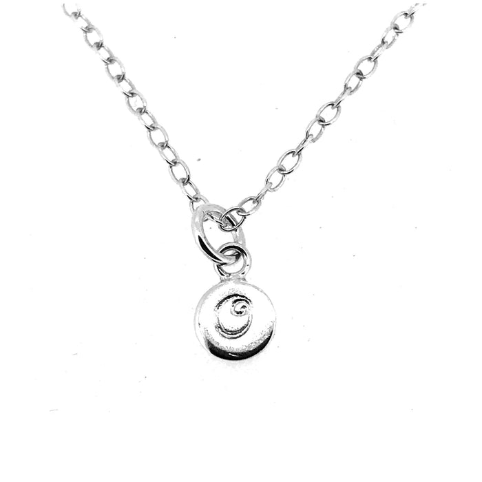 Handmade sterling silver Initial O Necklace with a 6mm disc pendant and elegant ballroom font