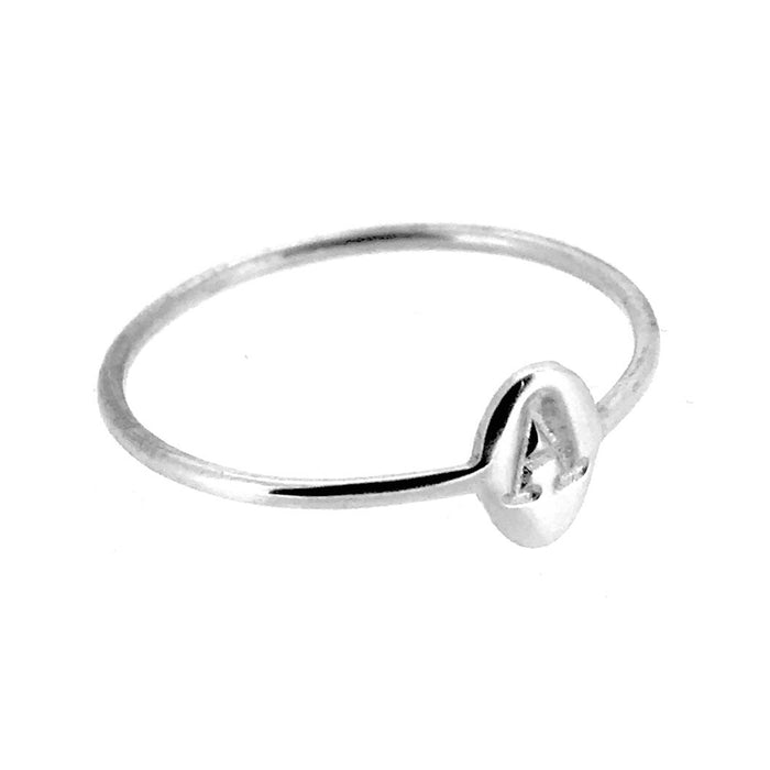 Elegant 6mm Sterling Silver Signet Ring with Typewriter Font A