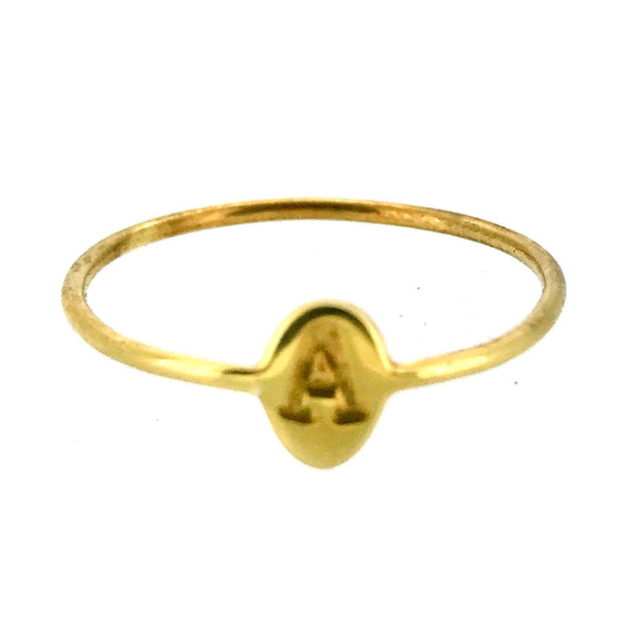 Roberts & Co 18ct Gold Vermeil Signet Ring with oval Letter A Typewriter Initial