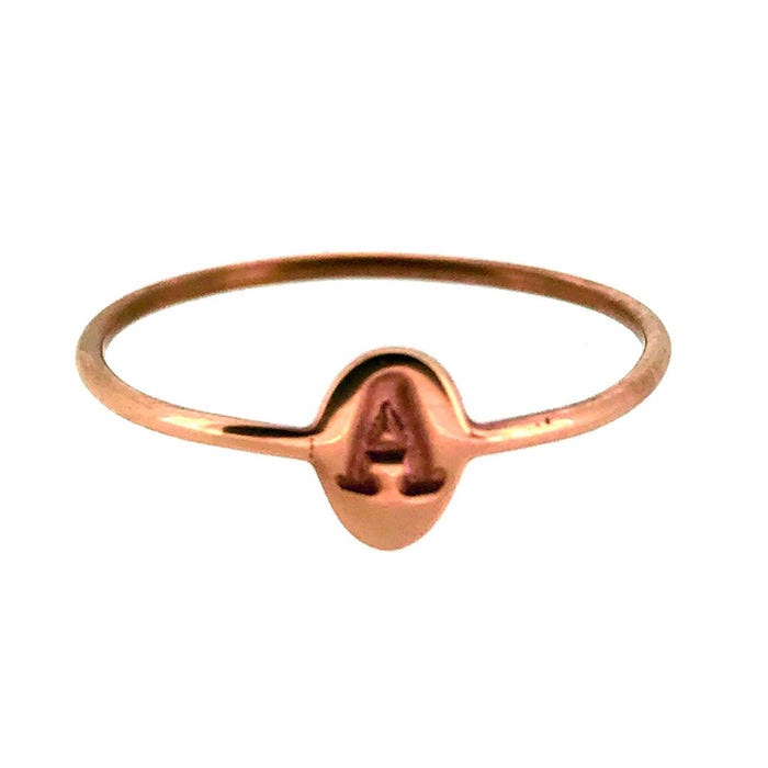 Roberts & Co 18ct Rose Gold Vermeil Signet Ring with oval Letter A Typewriter Initial