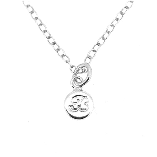 Initial B Necklace with sterling silver disc pendant and ballroom font