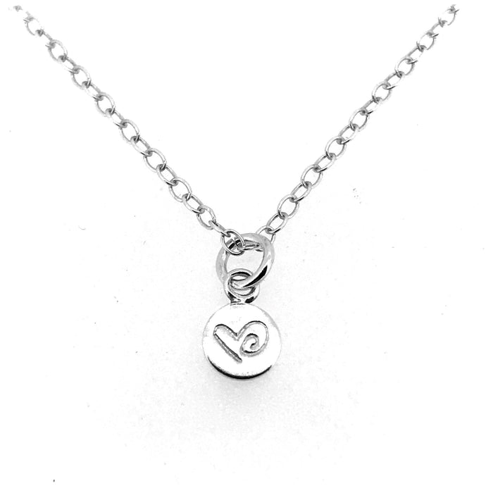 Elegant sterling silver Love Heart Necklace on a delicate chain, handcrafted by Roberts & Co