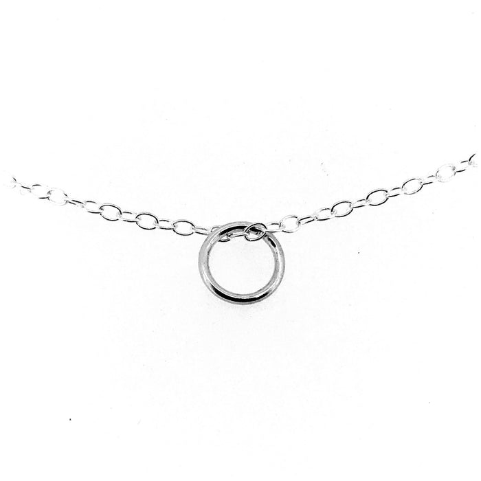 Sterling silver Karma Necklace with 8mm circle ring pendant symbolizing positive energy