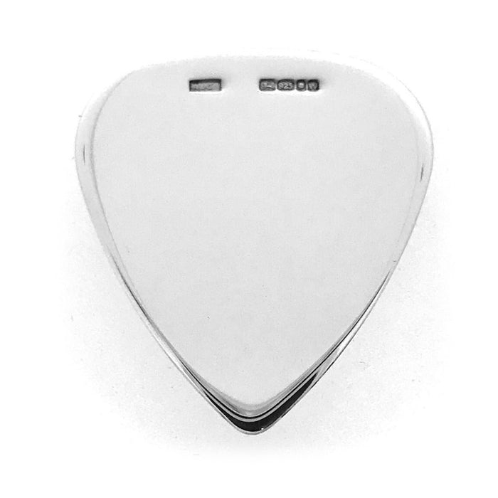 Polished Sterling Silver Guitar Pick Plectrum with Goldsmith's Company Authenticated Hallmark