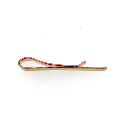 Top view of 18ct rose gold vermeil tie clip with polished finish