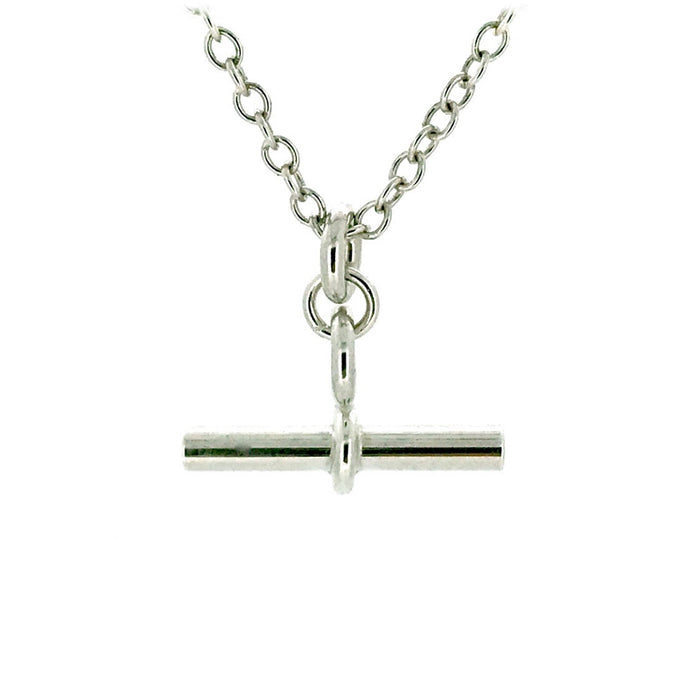 Sterling Silver T Bar Albert Pendant Necklace on an Oval Link Chain