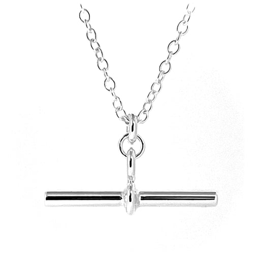 Handmade Sterling Silver T-Bar Necklace with 3cm Albert Pendant