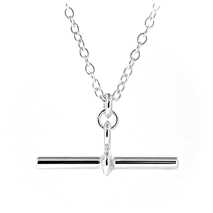 Handmade Sterling Silver T-Bar Necklace with 3cm Albert Pendant