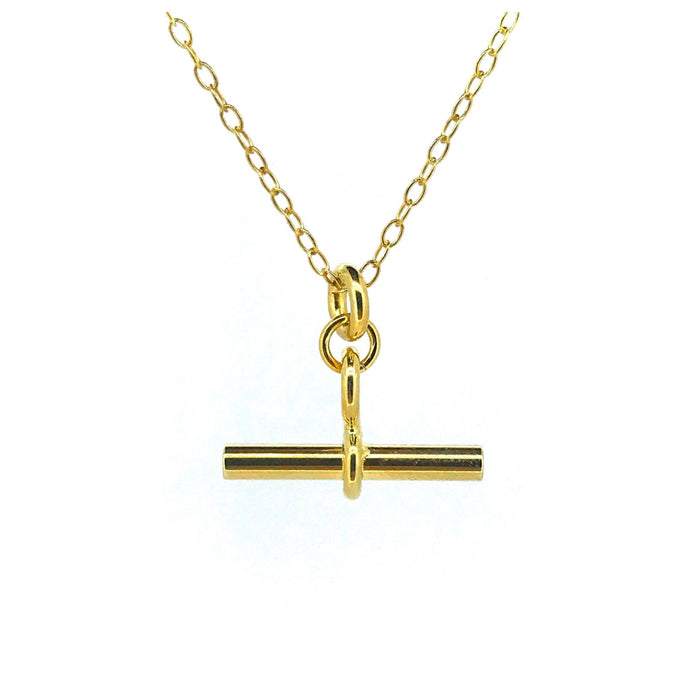 Refined 18ct Gold Vermeil T-Bar Necklace with Albert Pendant