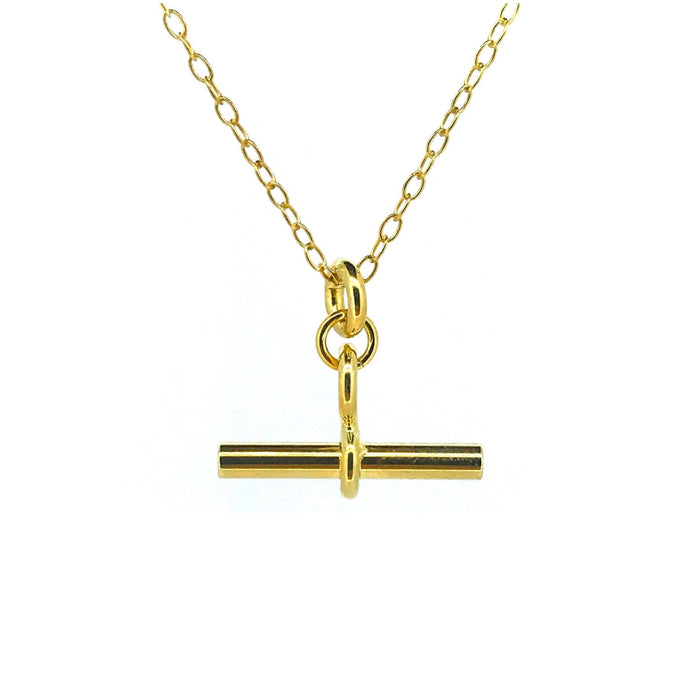Classic 18ct Gold Vermeil T-Bar Necklace with Antique-Inspired Design