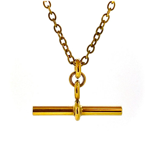 Elegant 18ct Gold Vermeil T-Bar Necklace with Albert Pendant