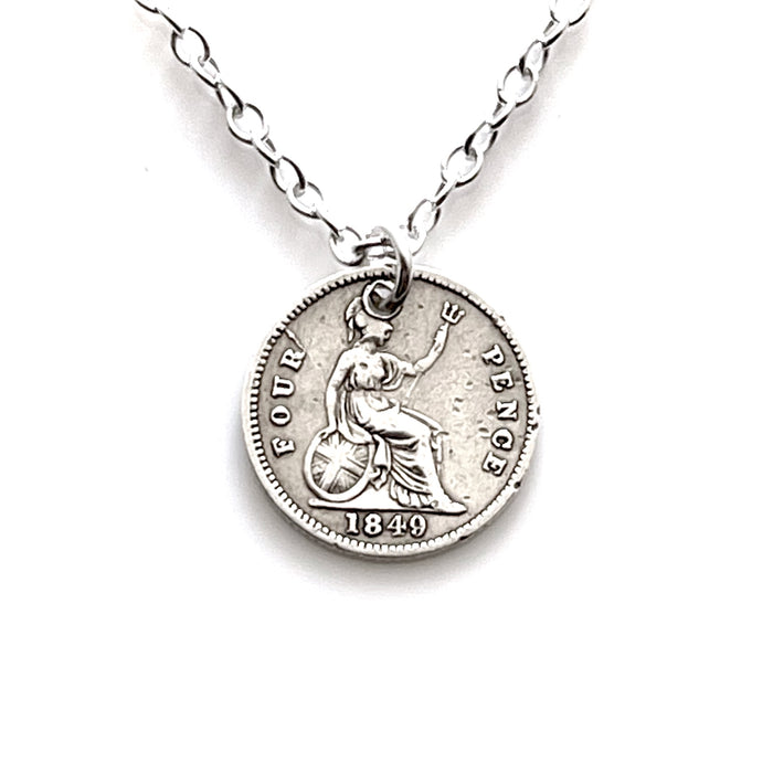 1849 Classic Legacy Necklace | Unique British Four Pence Coin | Roberts & Co Old Money Collection