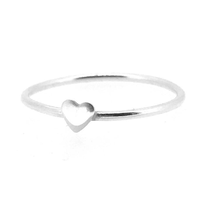 Sterling silver heart ring with skinny round stacking band