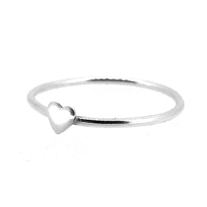 Delicate heart design on a slim sterling silver band