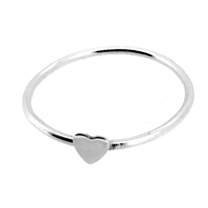 Handcrafted sterling silver heart ring on a slim band