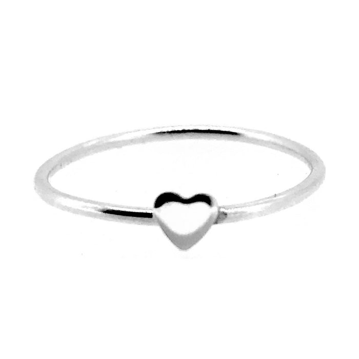 Elegant heart-shaped ring on a thin sterling silver band