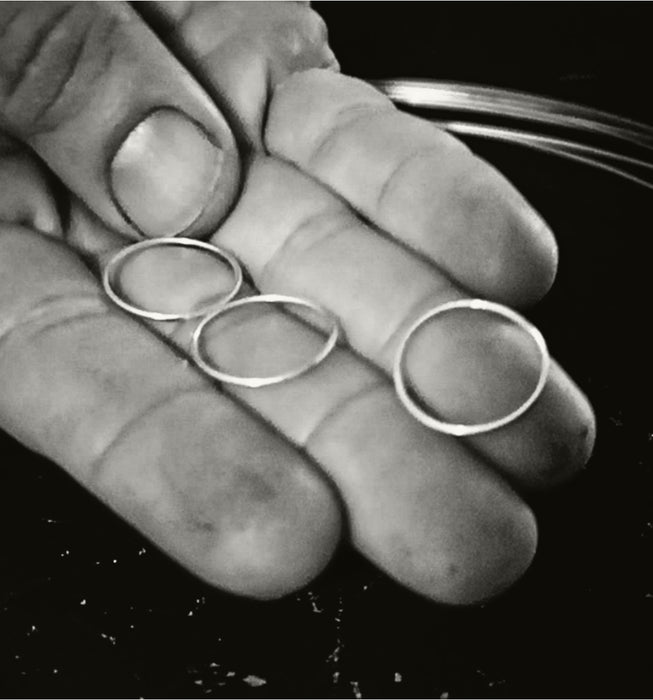 Set of 3 Elegant Sterling Silver Skinny Round Band Stacking Rings - 1mm Polished Bands