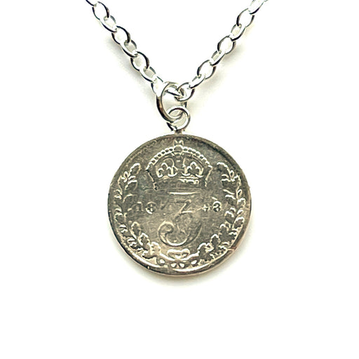 1898 Vintage Enigma Necklace with Antique Threepence Coin